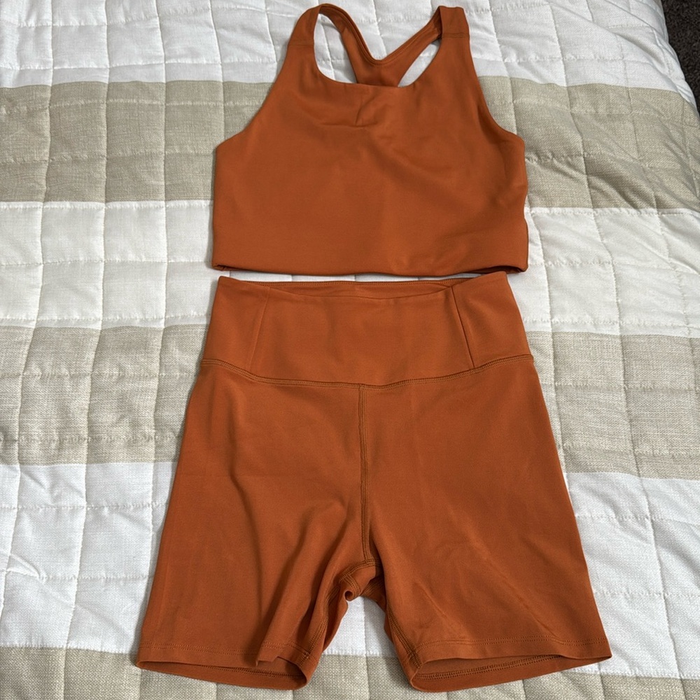 Girlfriend Collective Float Ultralight Run Short Milo Racerback Spice Orange